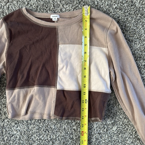 Garage Brown Block Long Sleeve Cropped Tshirt - Picture 4 of 4